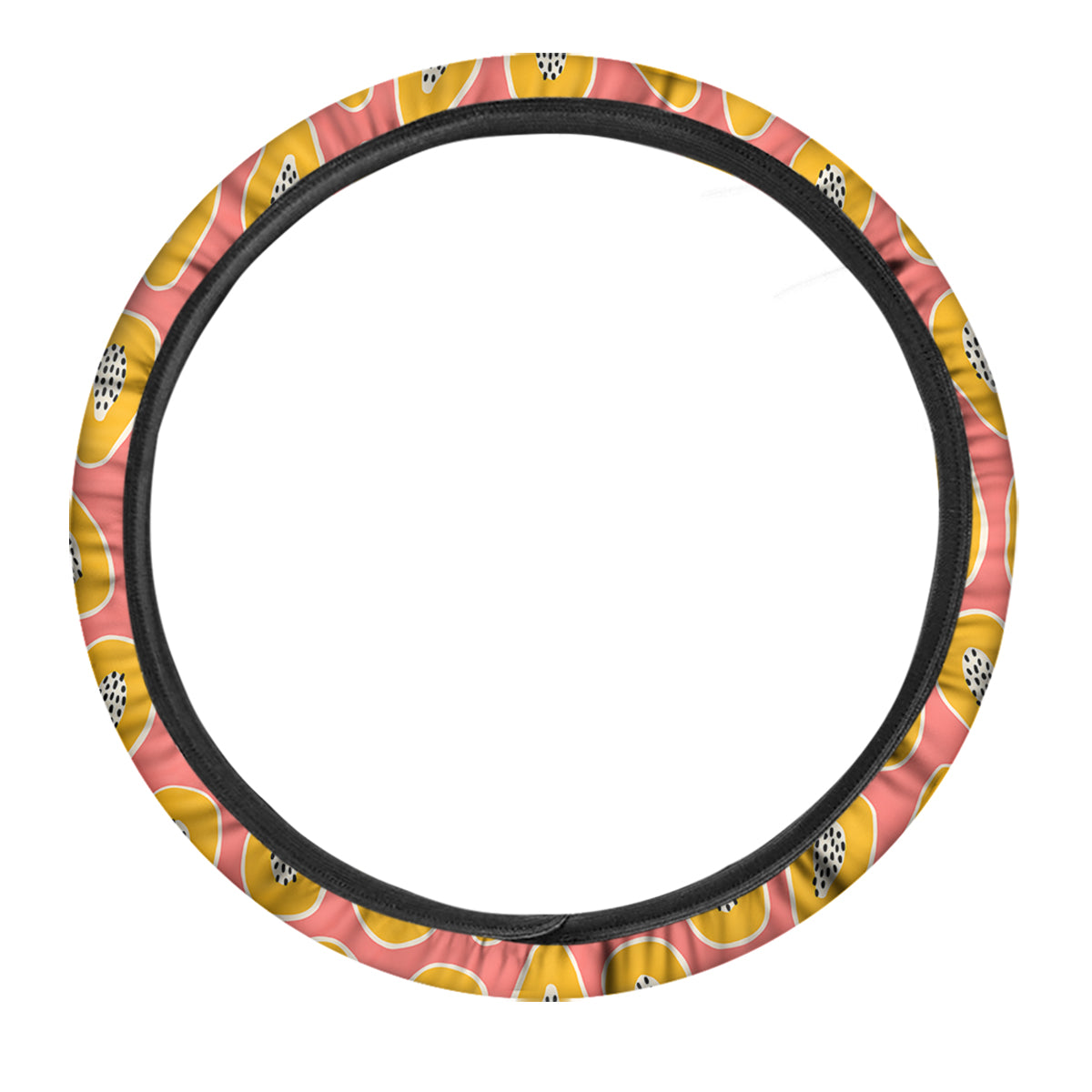 Cartoon Papaya Pink Print Pattern Car Steering Wheel Cover-grizzshop