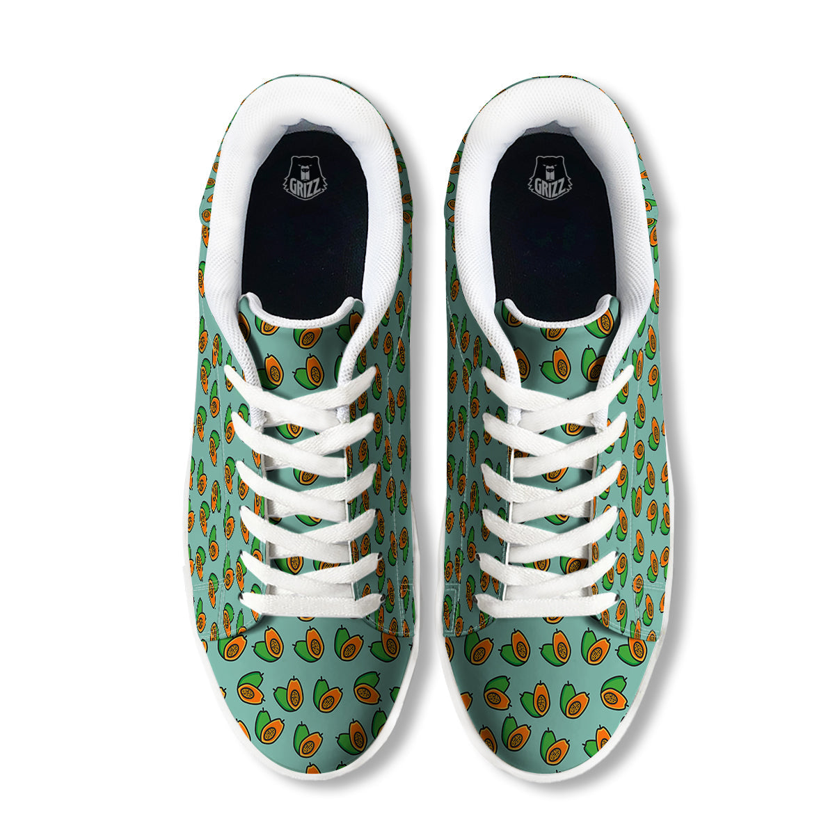 Cartoon Papaya Print Pattern White Low Top Sneakers-grizzshop