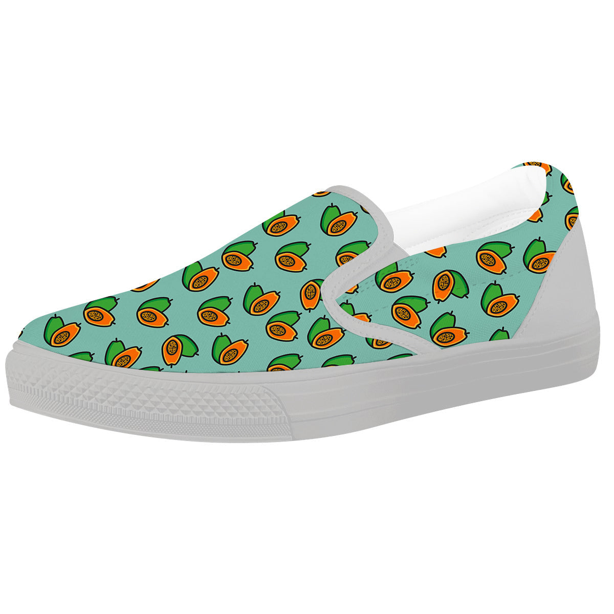 Cartoon Papaya Print Pattern White Slip On Shoes-grizzshop