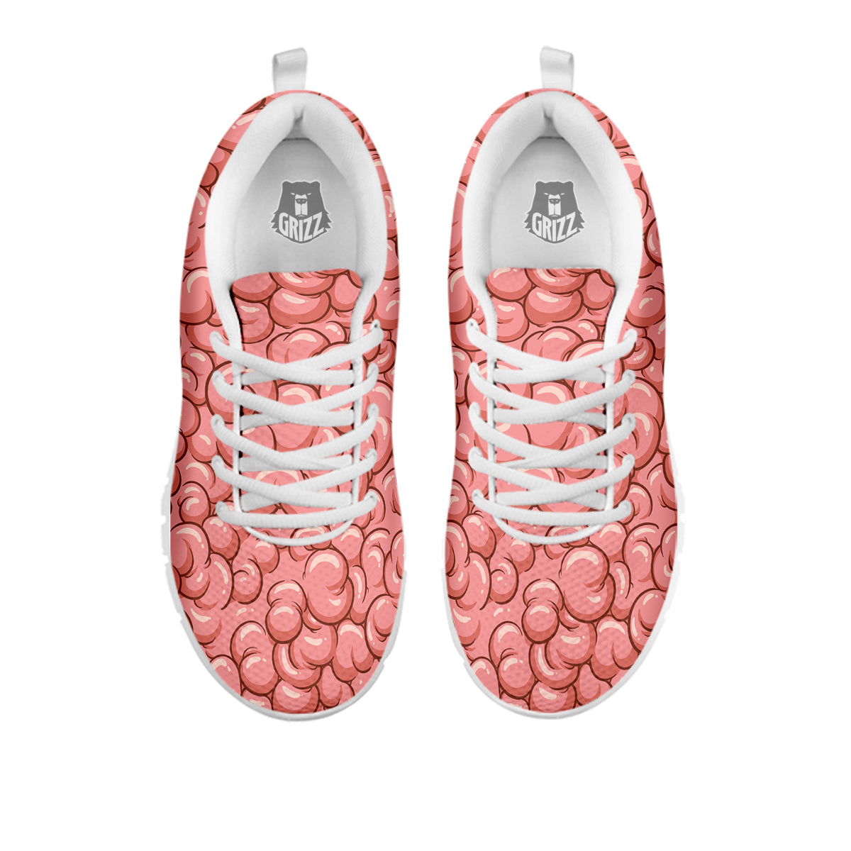 Cartoon Pink Brain Print Pattern White Sneaker-grizzshop