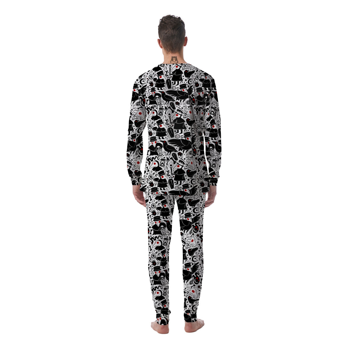 Cartoon Plague Doctors And Crows Red Eyes Print Pattern Men's Pajamas-grizzshop