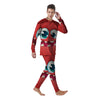 Cartoon Red Monster Face Cute Print Men's Pajamas-grizzshop