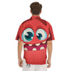 Cartoon Red Monster Face Cute Print Men's Short Sleeve Shirts-grizzshop