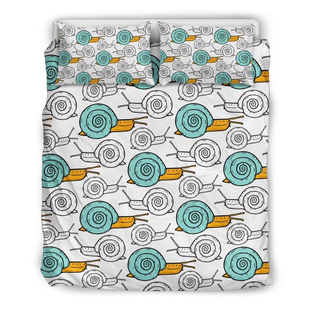 Cartoon Snail Pattern Print Duvet Cover Bedding Set-grizzshop