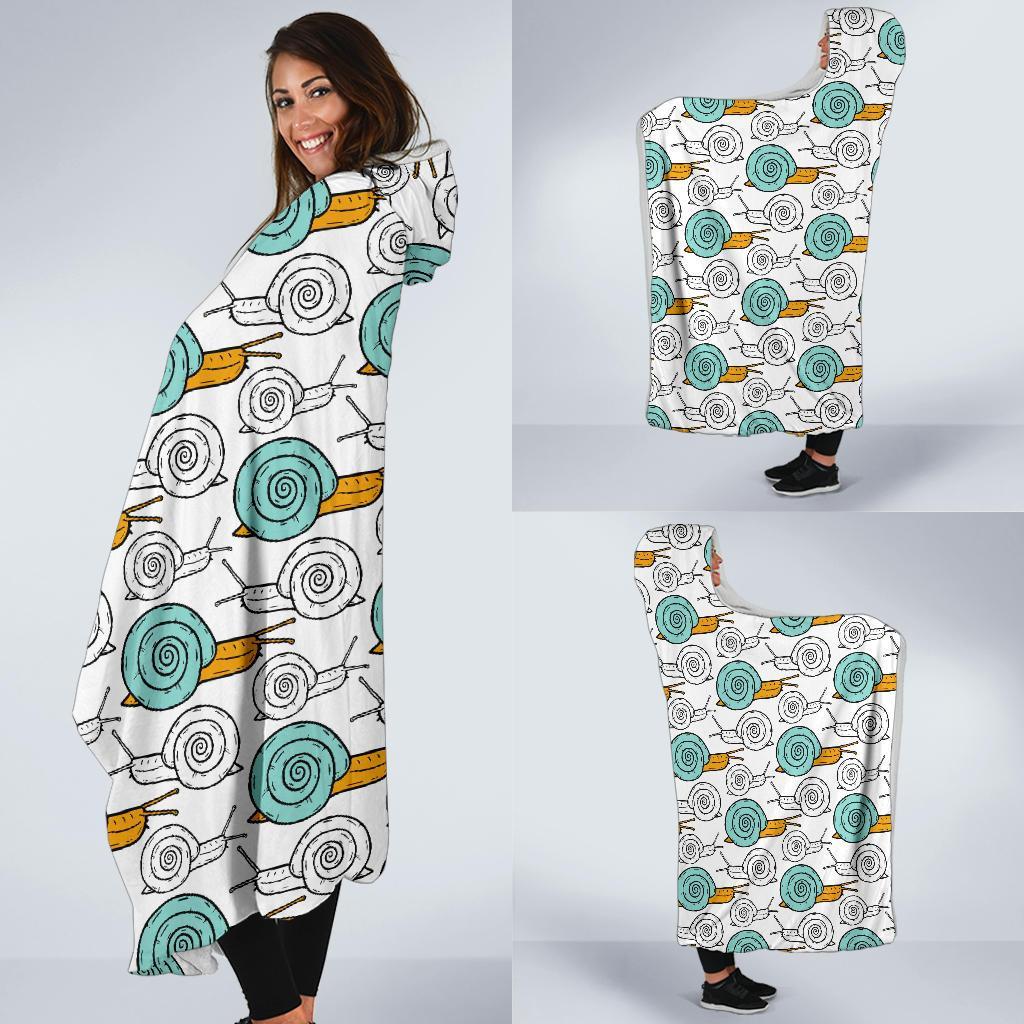 Cartoon Snail Pattern Print Hooded Blanket-grizzshop