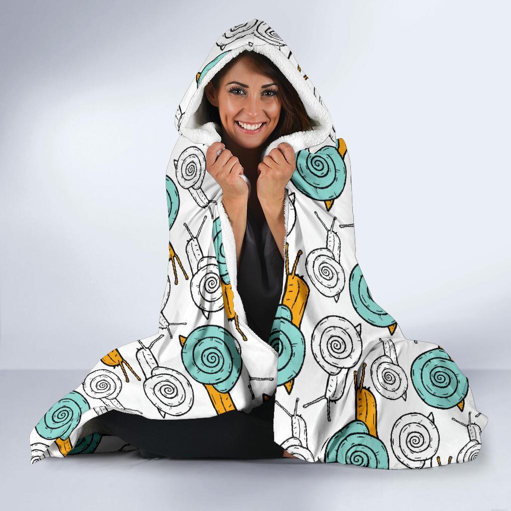 Cartoon Snail Pattern Print Hooded Blanket-grizzshop