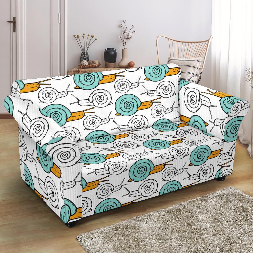 Cartoon Snail Pattern Print Loveseat Cover-grizzshop