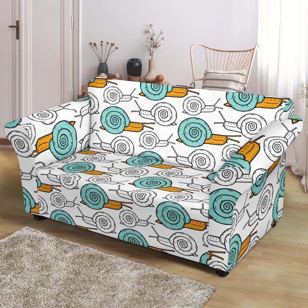 Cartoon Snail Pattern Print Loveseat Cover-grizzshop