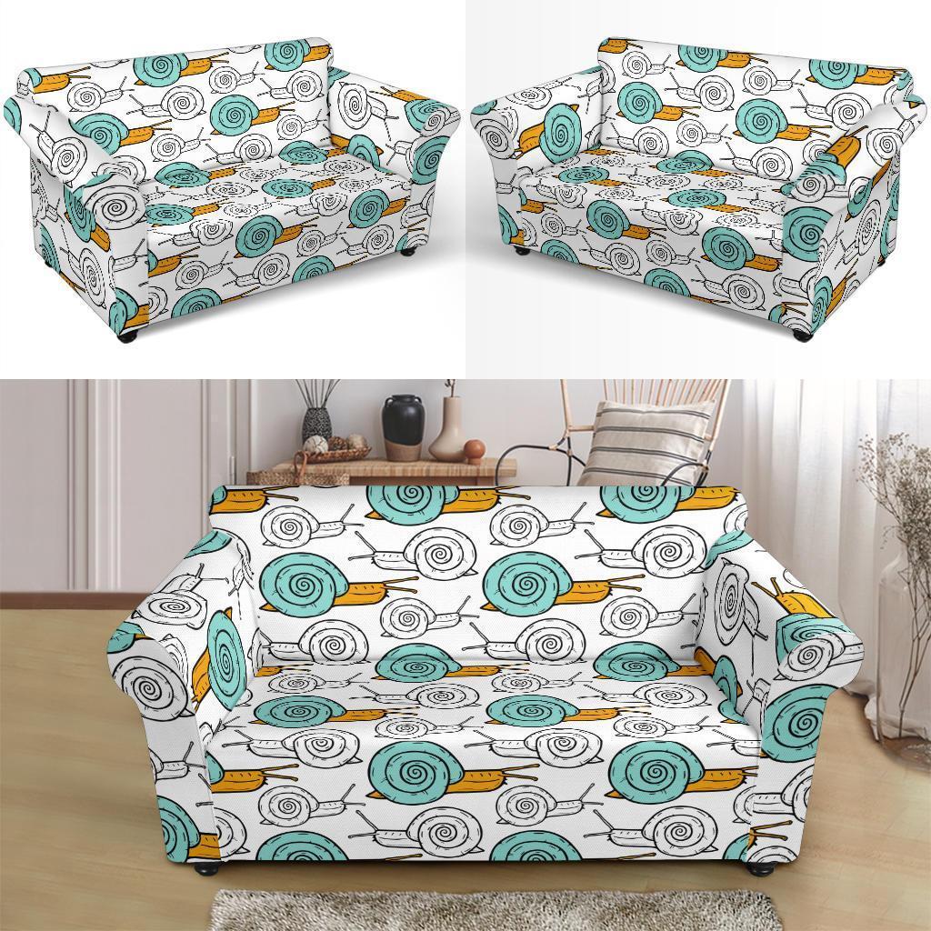 Cartoon Snail Pattern Print Loveseat Cover-grizzshop