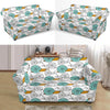 Cartoon Snail Pattern Print Loveseat Cover-grizzshop