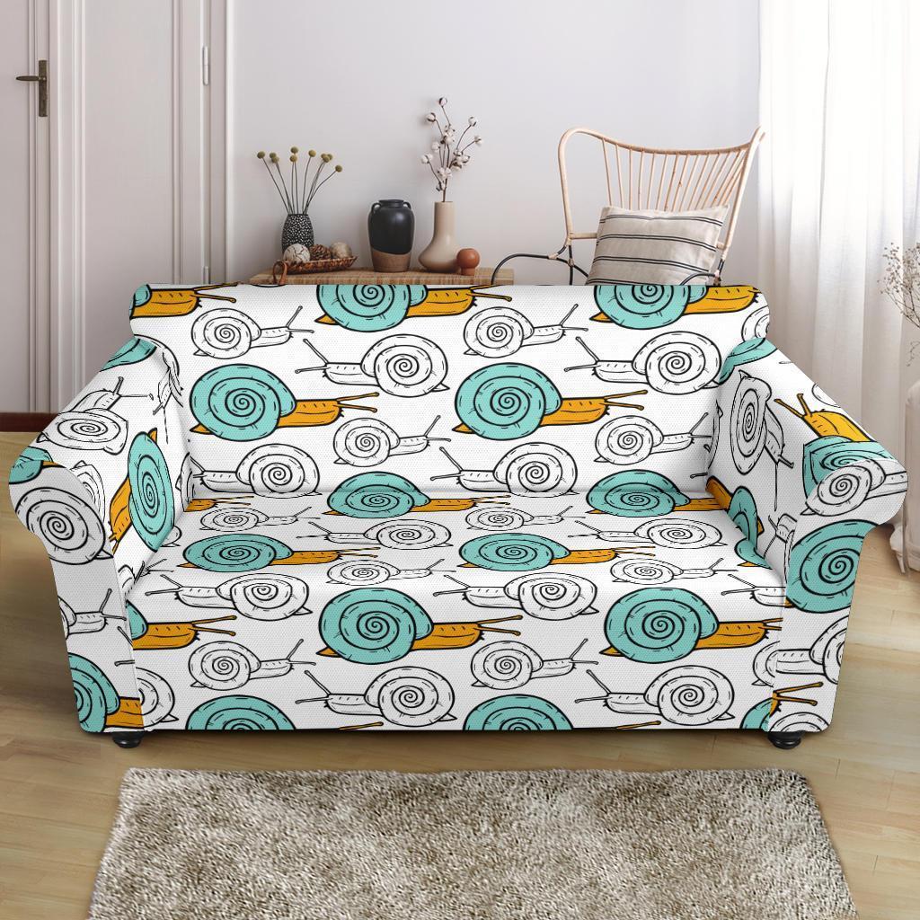 Cartoon Snail Pattern Print Loveseat Cover-grizzshop