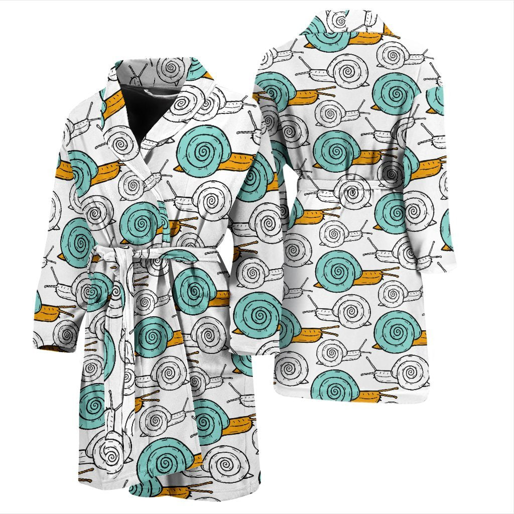 Cartoon Snail Pattern Print Men Long Robe-grizzshop