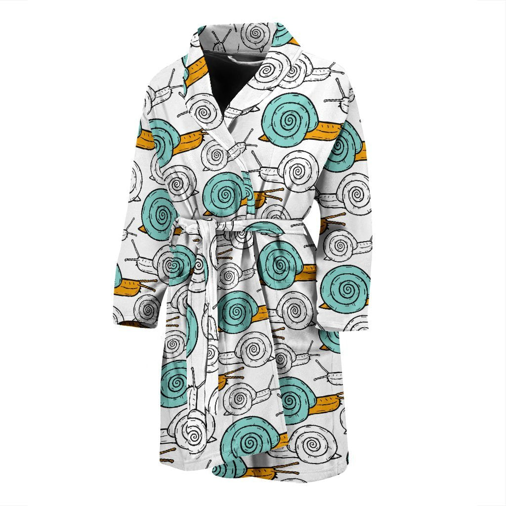 Cartoon Snail Pattern Print Men Long Robe-grizzshop