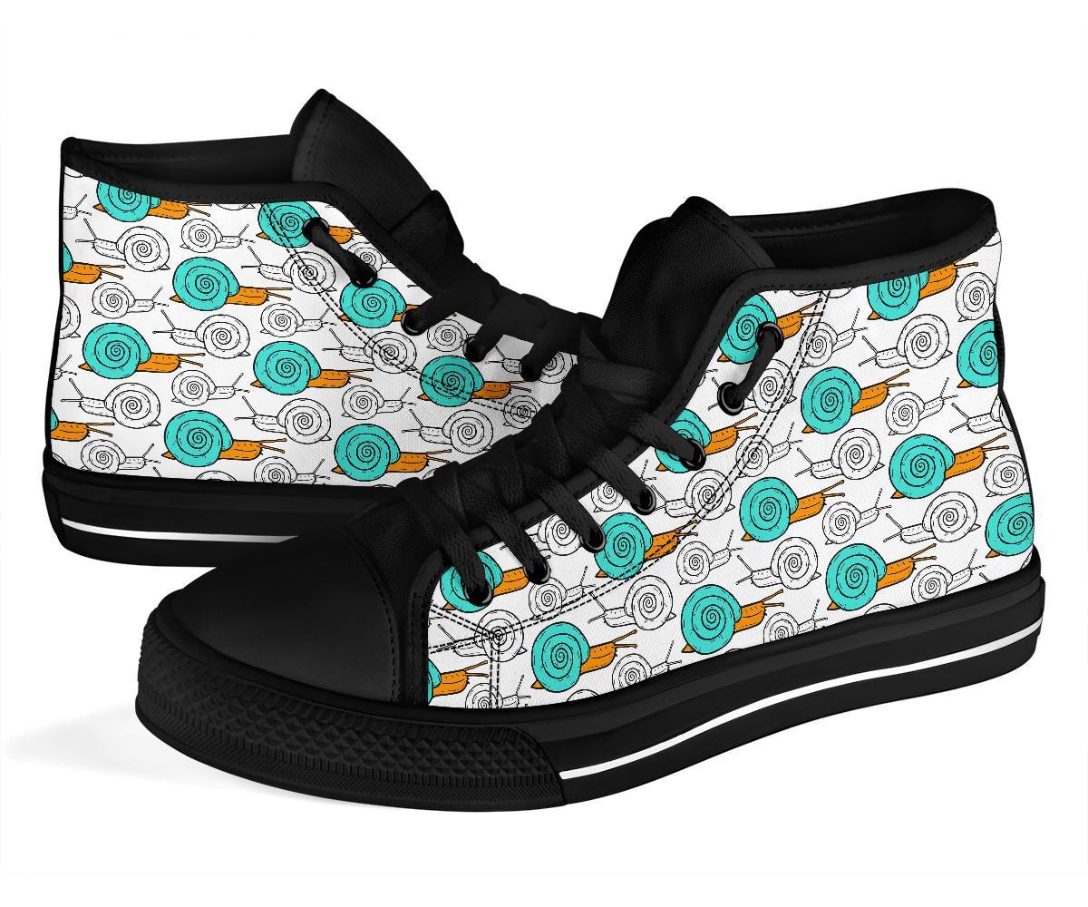 Cartoon Snail Pattern Print Men Women's High Top Shoes-grizzshop