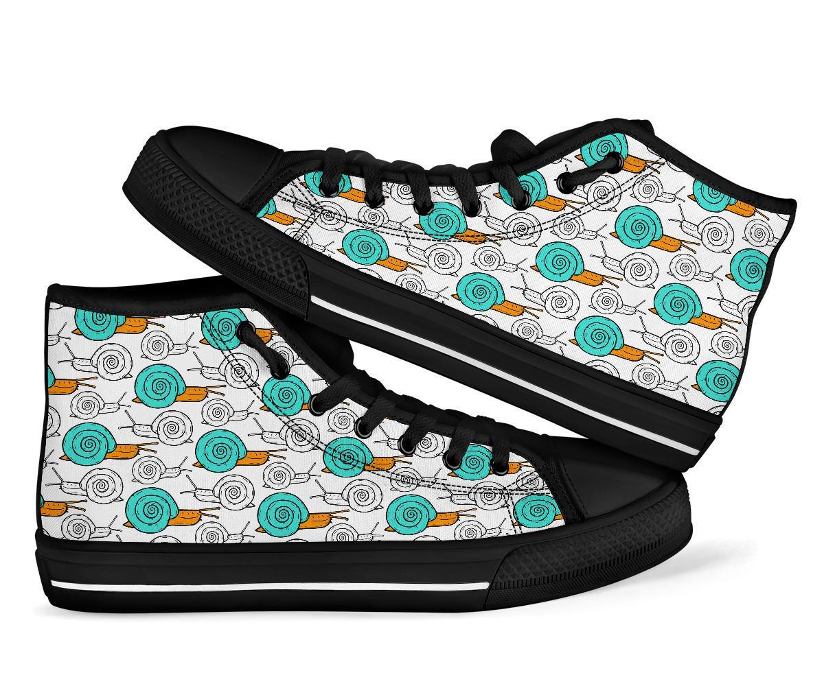 Cartoon Snail Pattern Print Men Women's High Top Shoes-grizzshop