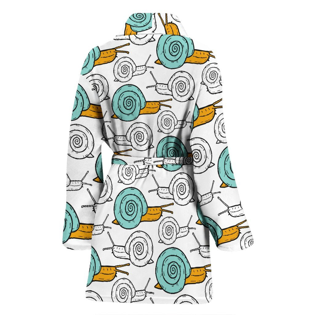 Cartoon Snail Pattern Print Women Long Robe-grizzshop