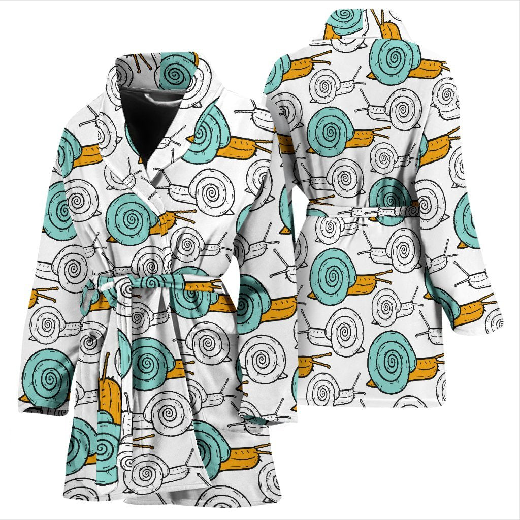 Cartoon Snail Pattern Print Women Long Robe-grizzshop
