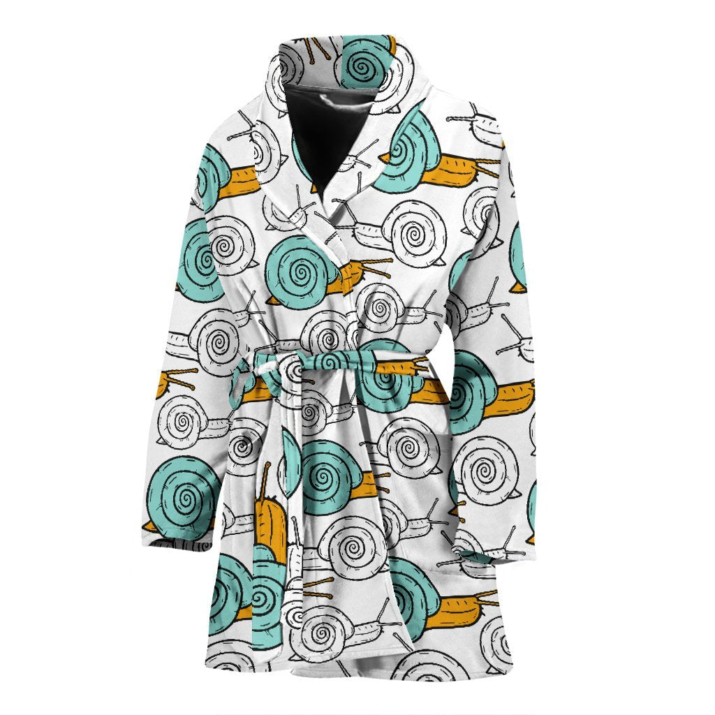 Cartoon Snail Pattern Print Women Long Robe-grizzshop