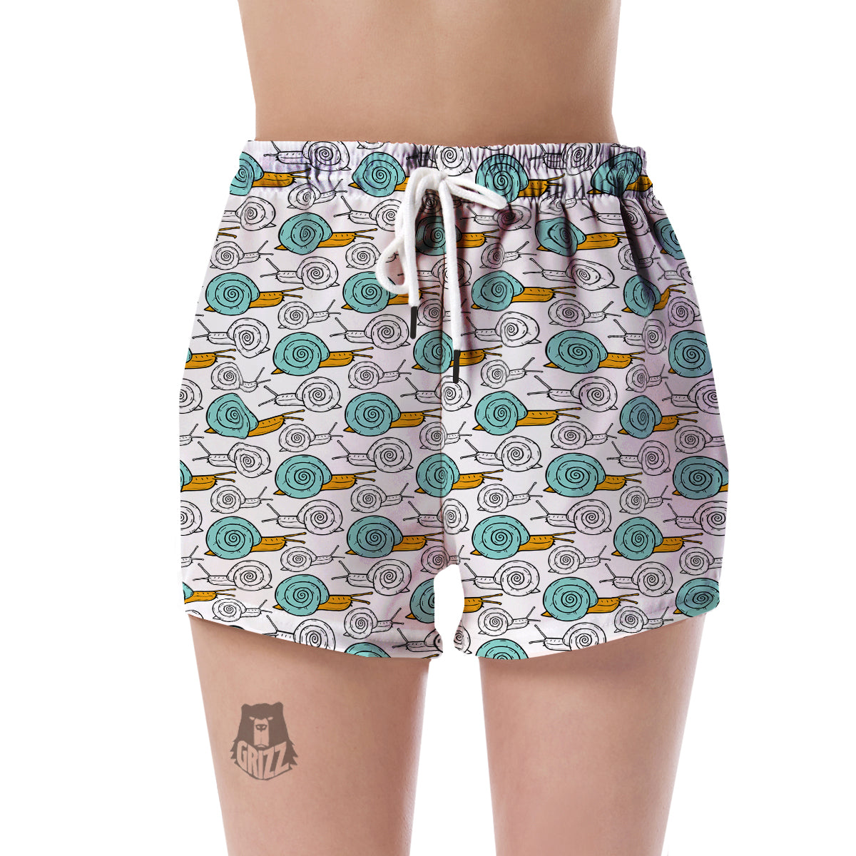 Cartoon Snail Pattern Print Women's Shorts-grizzshop