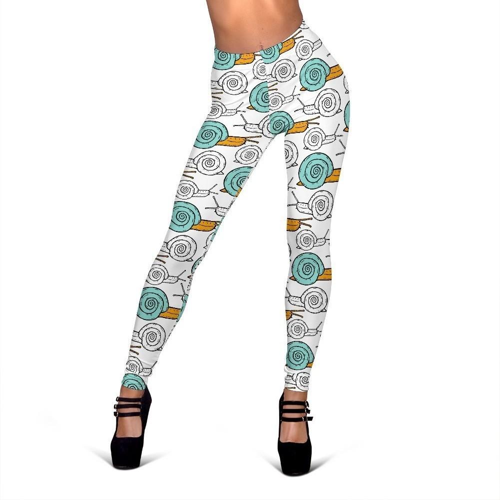 Cartoon Snail Print Pattern Women Leggings-grizzshop