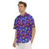 Cartoon Space Ships And Planets Print Pattern Men's Short Sleeve Shirts-grizzshop