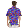 Cartoon Space Ships And Planets Print Pattern Men's Short Sleeve Shirts-grizzshop