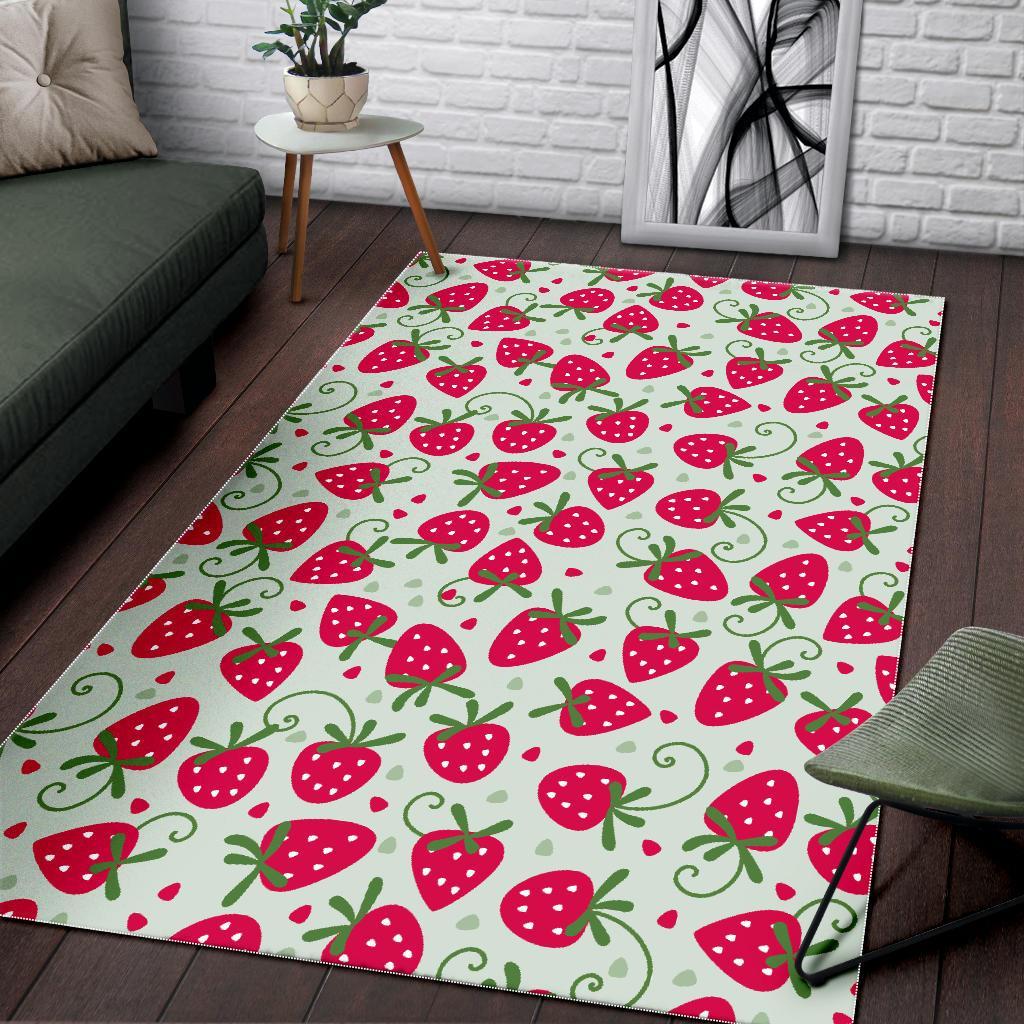 Cartoon Strawberry Pattern Print Floor Mat-grizzshop