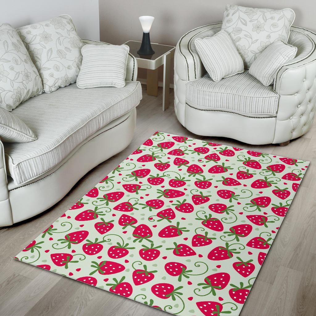 Cartoon Strawberry Pattern Print Floor Mat-grizzshop