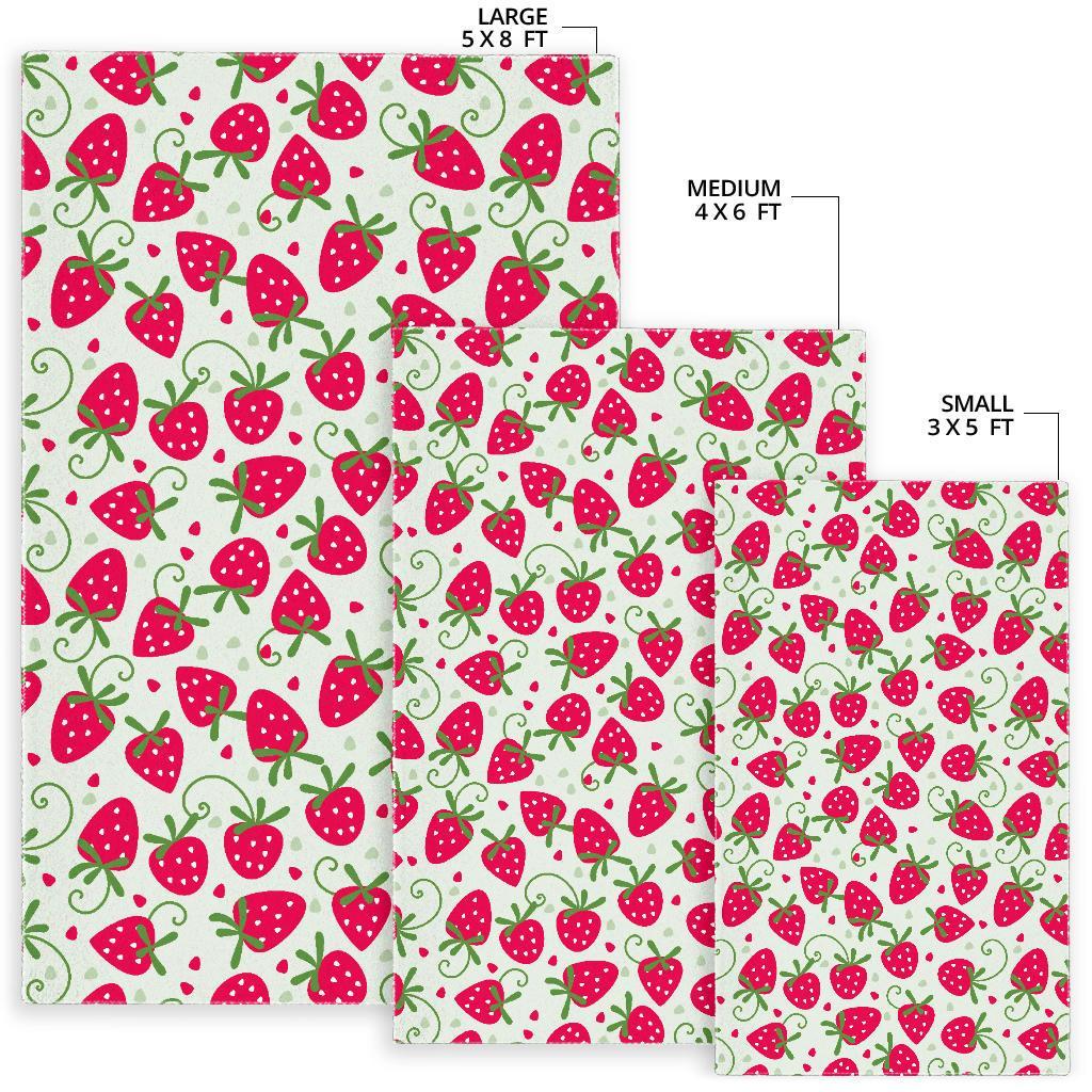 Cartoon Strawberry Pattern Print Floor Mat-grizzshop