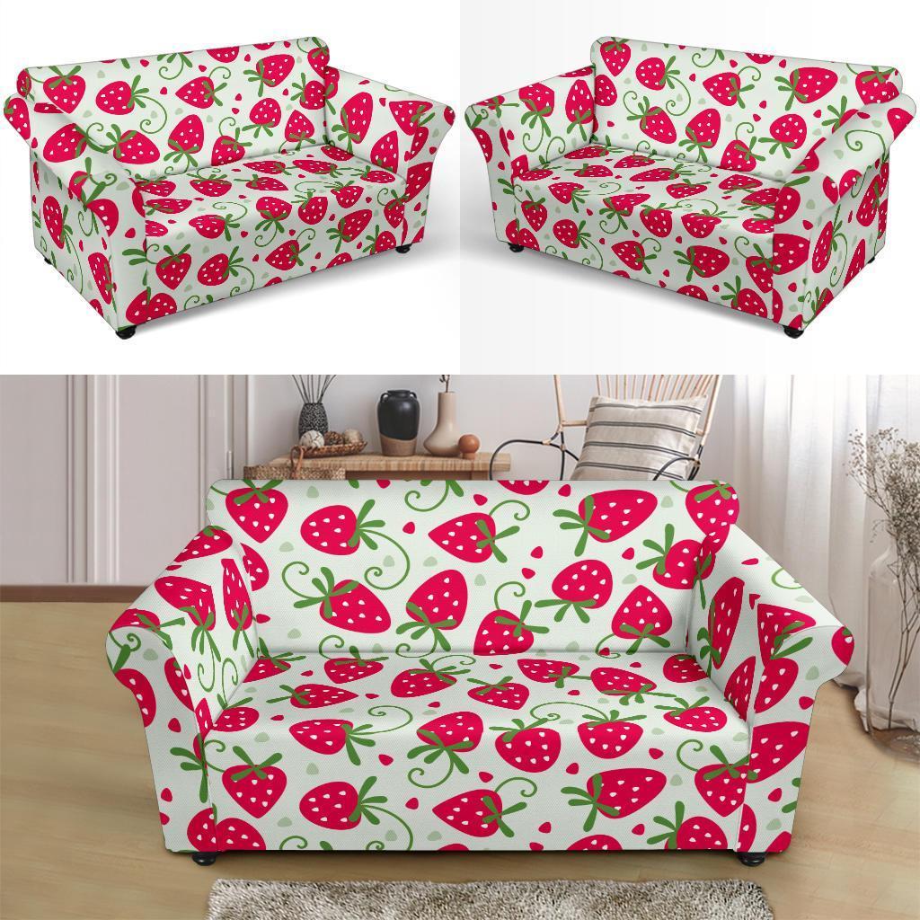 Cartoon Strawberry Pattern Print Loveseat Cover-grizzshop