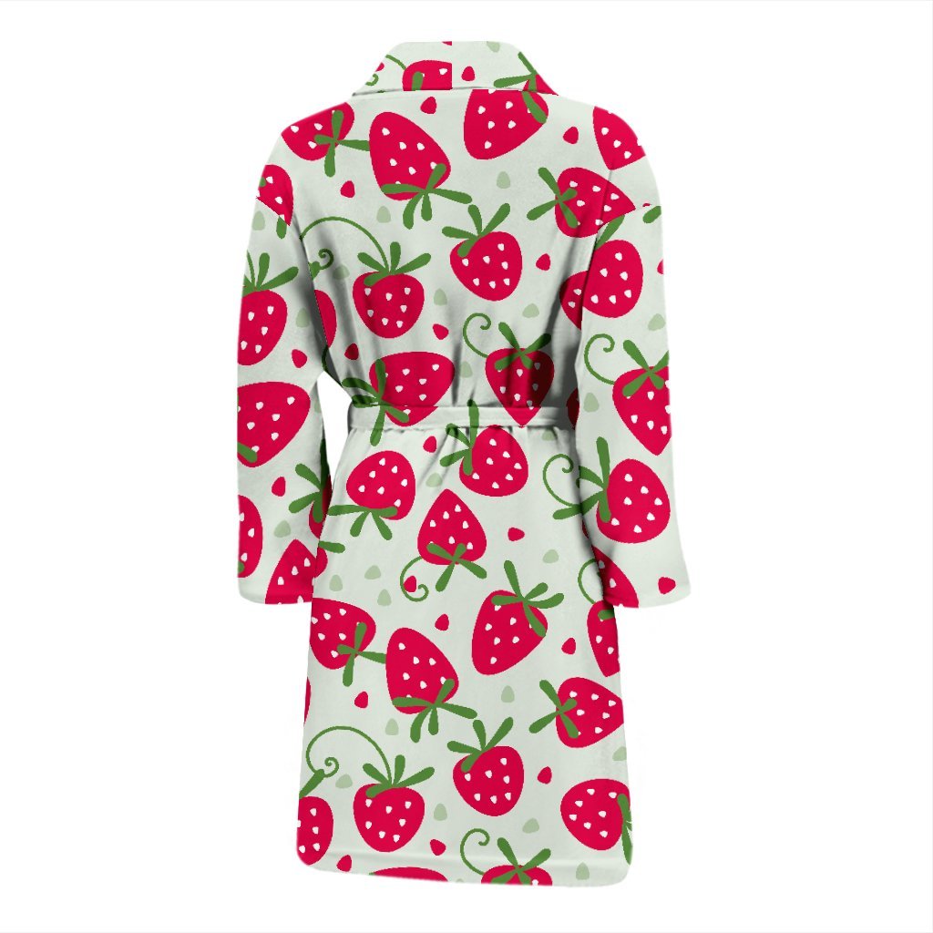 Cartoon Strawberry Pattern Print Men Long Robe-grizzshop