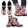 Cartoon Strawberry Pattern Print Men Women Leather Boots-grizzshop
