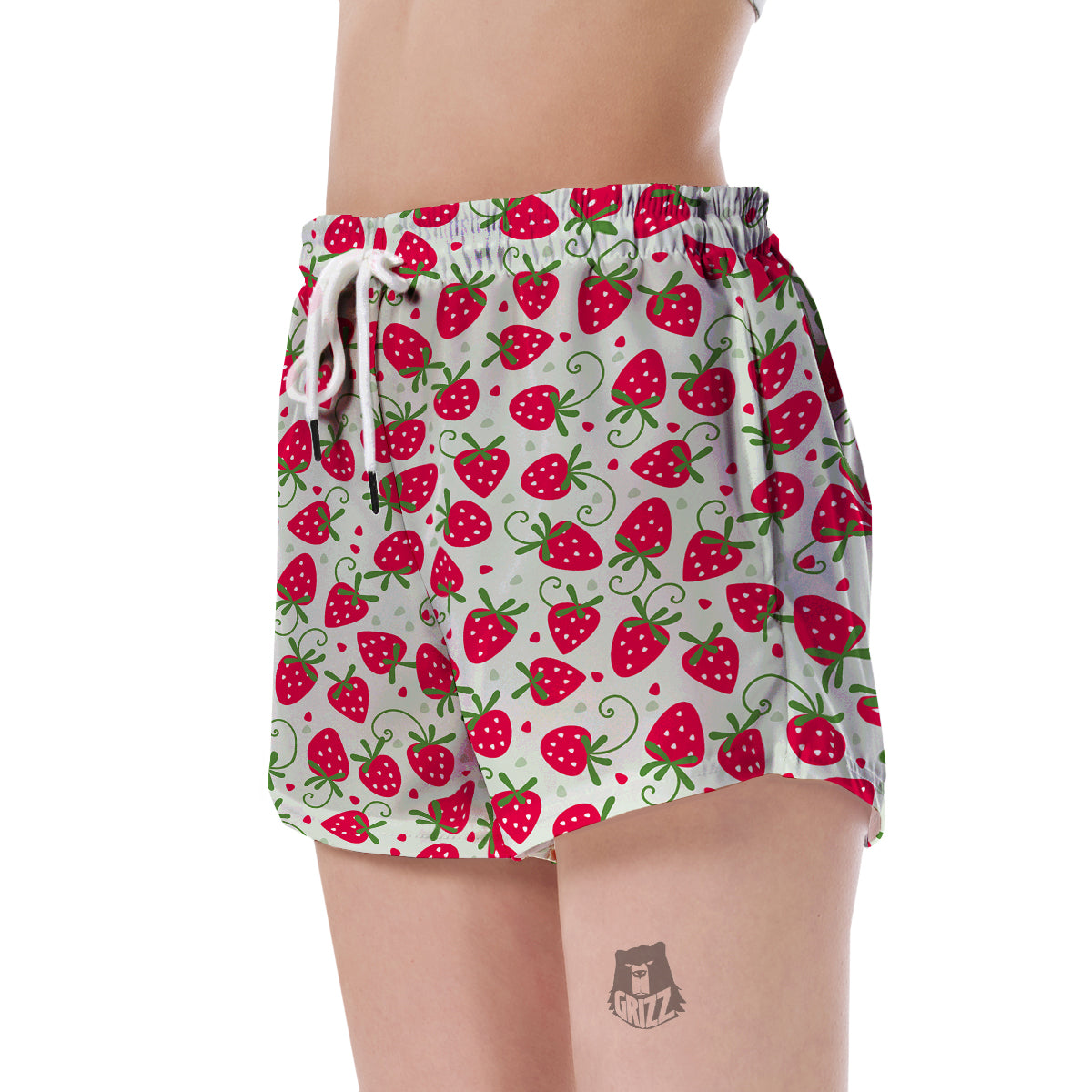 Cartoon Strawberry Pattern Print Women's Shorts-grizzshop