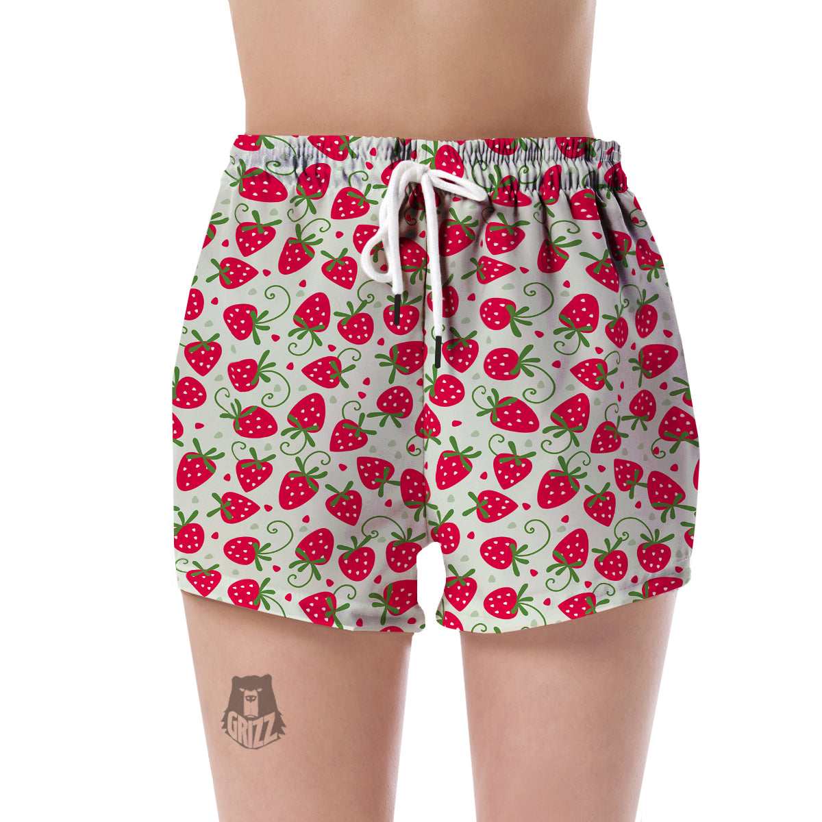 Cartoon Strawberry Pattern Print Women's Shorts-grizzshop