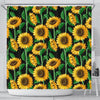 Cartoon Sunflower Pattern Print Bathroom Shower Curtain-grizzshop