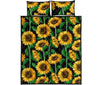 Cartoon Sunflower Pattern Print Bed Set Quilt-grizzshop