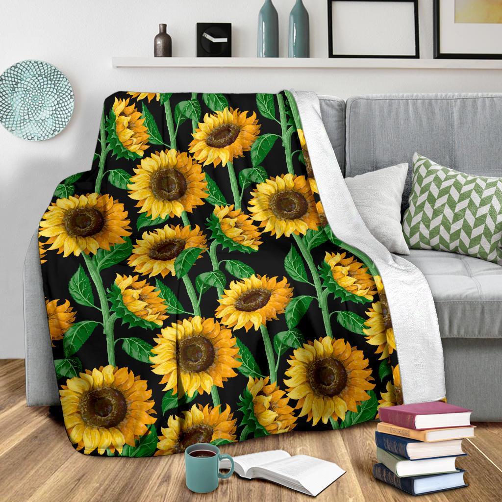 Cartoon Sunflower Pattern Print Blanket-grizzshop