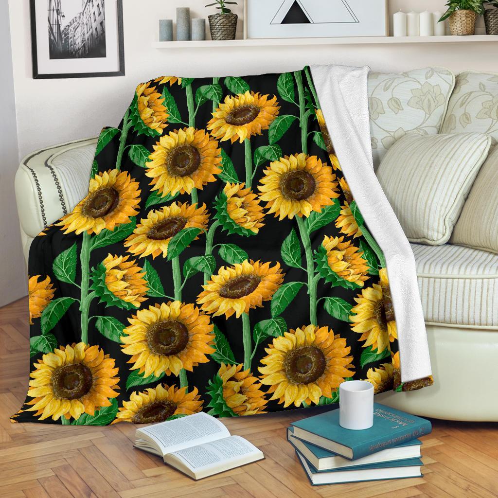 Cartoon Sunflower Pattern Print Blanket-grizzshop