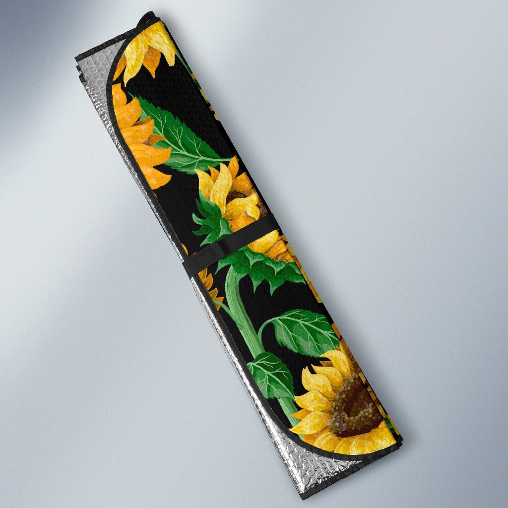 Cartoon Sunflower Pattern Print Car Sun Shade-grizzshop