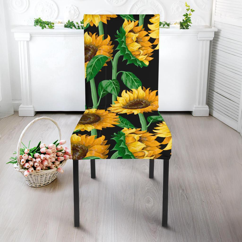 Cartoon Sunflower Pattern Print Chair Cover-grizzshop