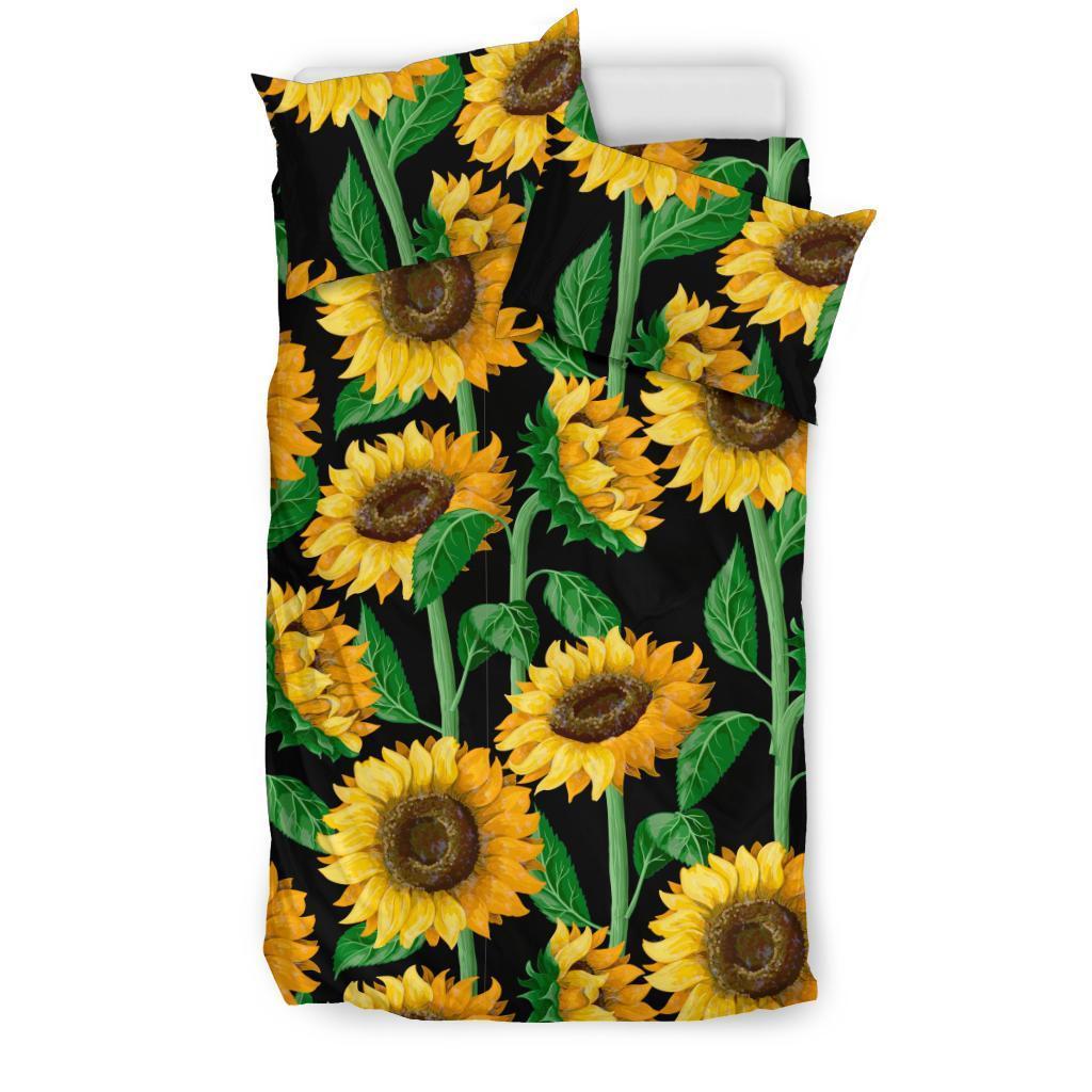 Cartoon Sunflower Pattern Print Duvet Cover Bedding Set-grizzshop