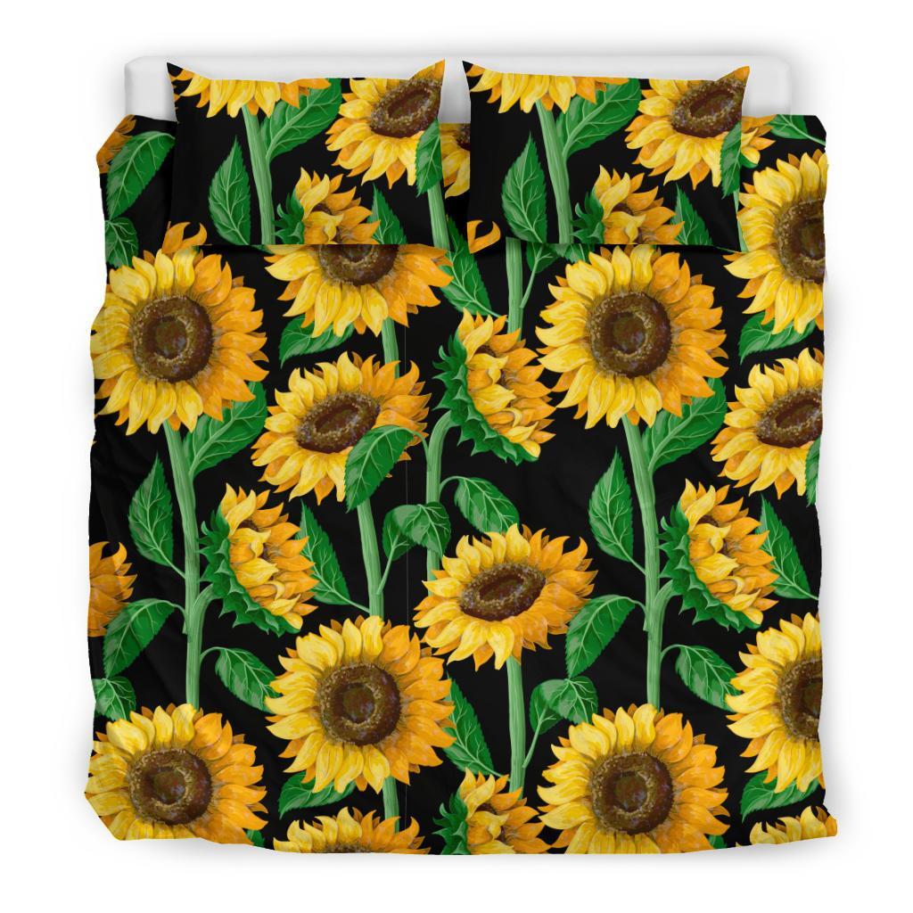 Cartoon Sunflower Pattern Print Duvet Cover Bedding Set-grizzshop