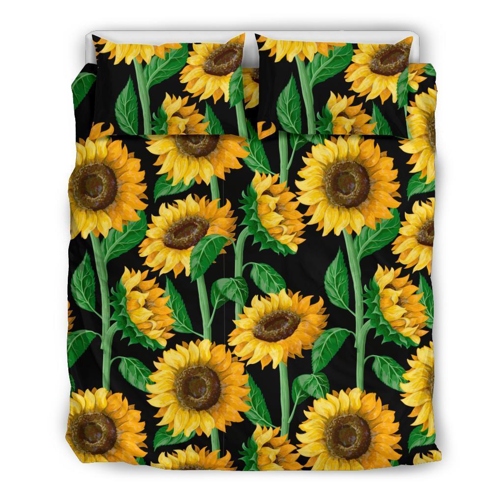 Cartoon Sunflower Pattern Print Duvet Cover Bedding Set-grizzshop