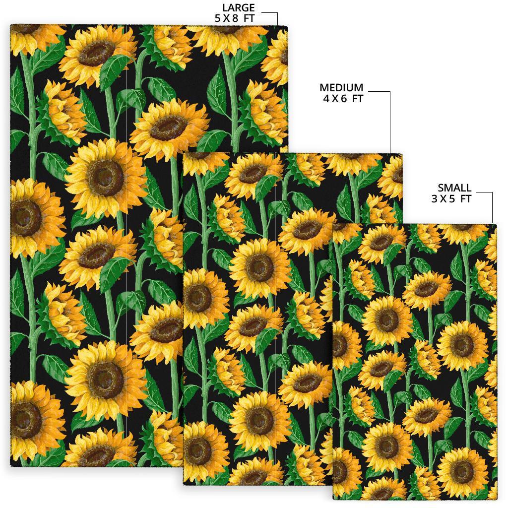 Cartoon Sunflower Pattern Print Floor Mat-grizzshop