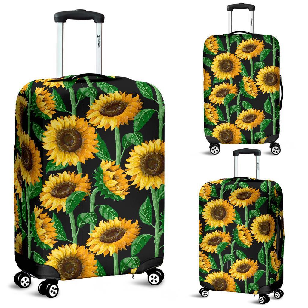 Cartoon Sunflower Pattern Print Luggage Cover Protector-grizzshop