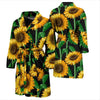 Cartoon Sunflower Pattern Print Men Long Robe-grizzshop