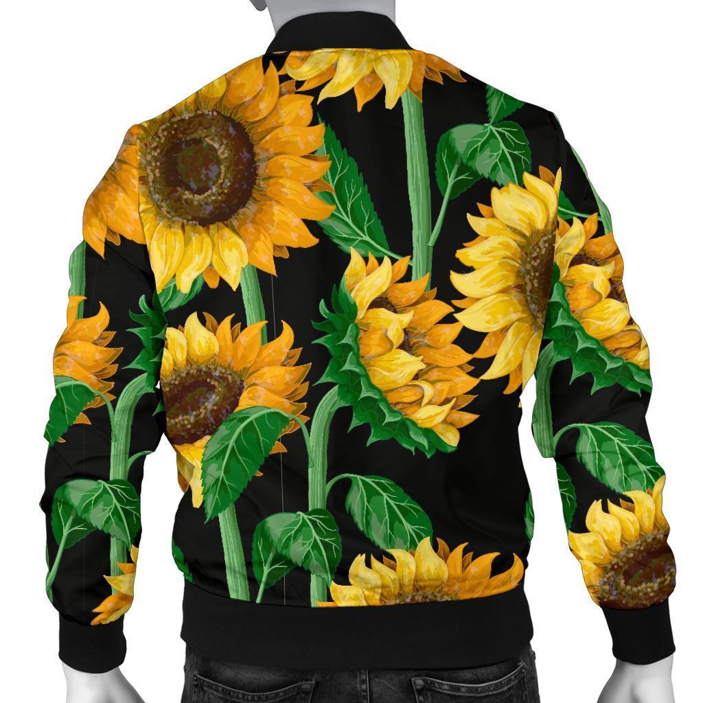 Cartoon Sunflower Pattern Print Men's Bomber Jacket-grizzshop