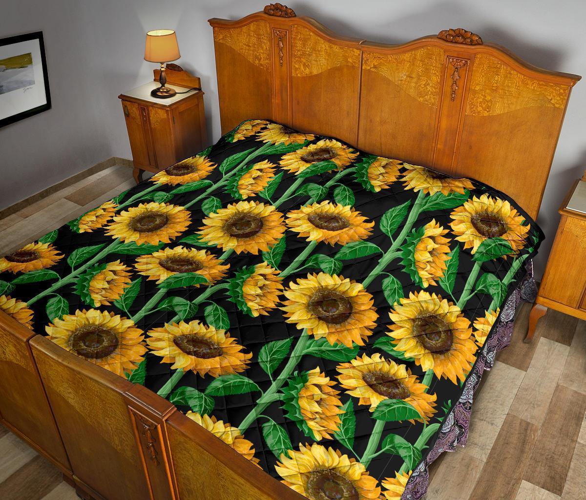 Cartoon Sunflower Pattern Print Quilt-grizzshop