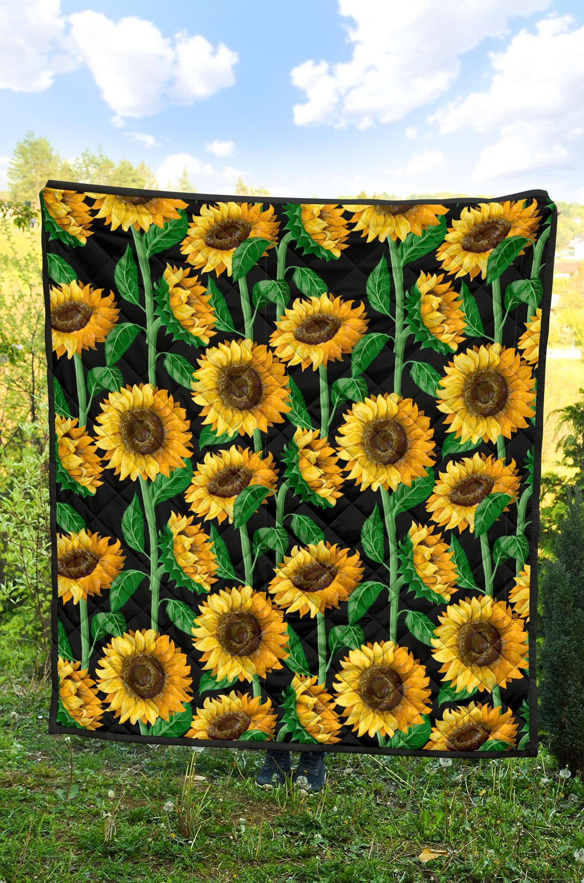 Cartoon Sunflower Pattern Print Quilt-grizzshop