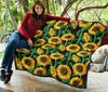 Cartoon Sunflower Pattern Print Quilt-grizzshop